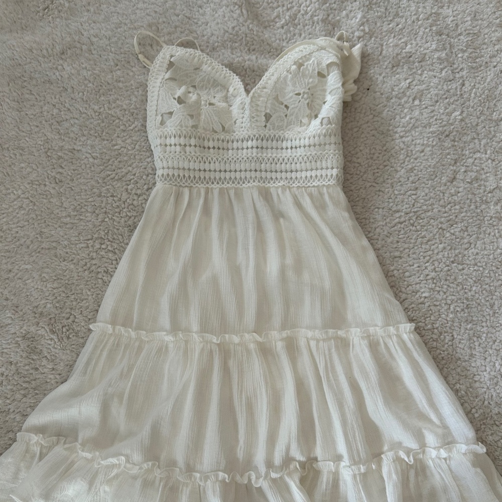 White tie back mini dress - size S